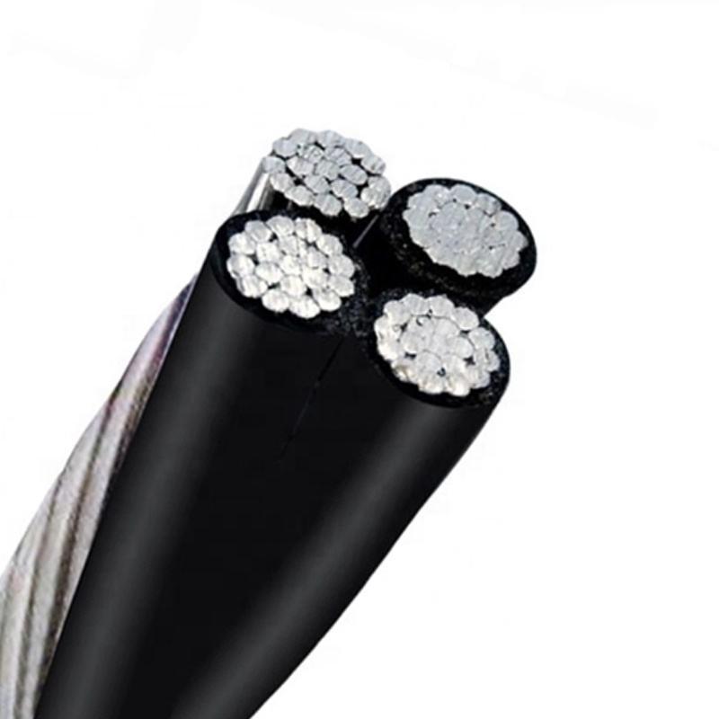 Aluminium geleider Abc kabel XLPE PE LDPE PVC geïsoleerde overhead duplex triplex quadruplex service drop kabel 4x70mm2 50mm2